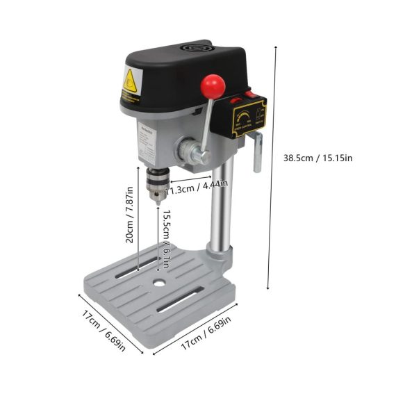 Tischbohrmaschine 340W mit 3-stufiger Drehzahlregelung | Mini Bohrmaschine für Holz Metall und Kunststoff | Säulenbohrmaschine mit Bohrfutter 1-10mm | Ideale Bohrungsdurchmesser von 06mm bis 65mm
