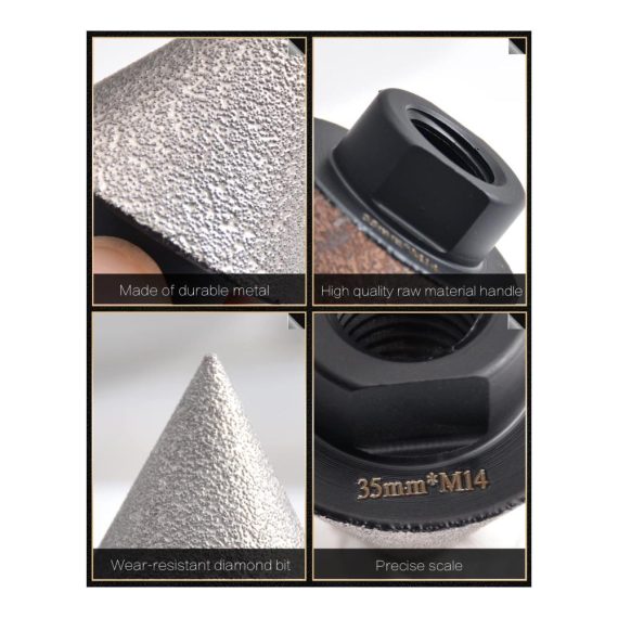 Diamant-Fasenbohrer 35mm mit M14-Gewinde für präzises Formen und Trimmen in Fliesen Porzellan Marmor Keramik und Granit – Profi Dübelbohrer für die Vergrößerung bestehender Löcher