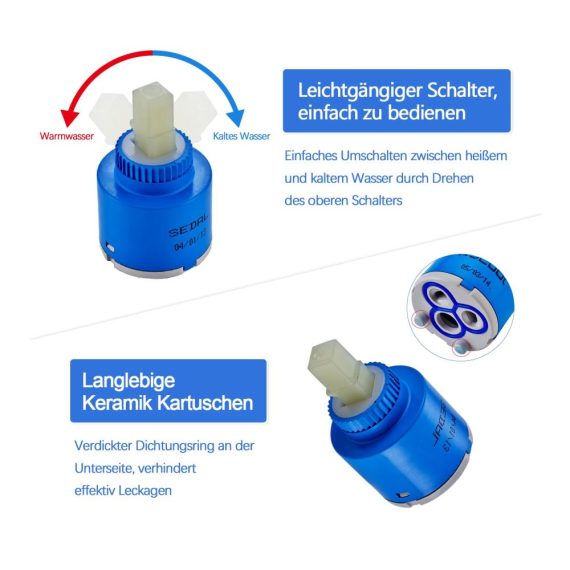 35 mm Keramik Kartuschen SEDAL - Hochwertige Ersatzteile für Einhand Armaturen in Bad und Küche