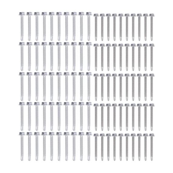 Holzschrauben Set mit 100 Stück 38 mm Sechskant-Unterlegscheibenkopf Edelstahl-Schrauben selbstschneidend für Schränke und Blechmontage