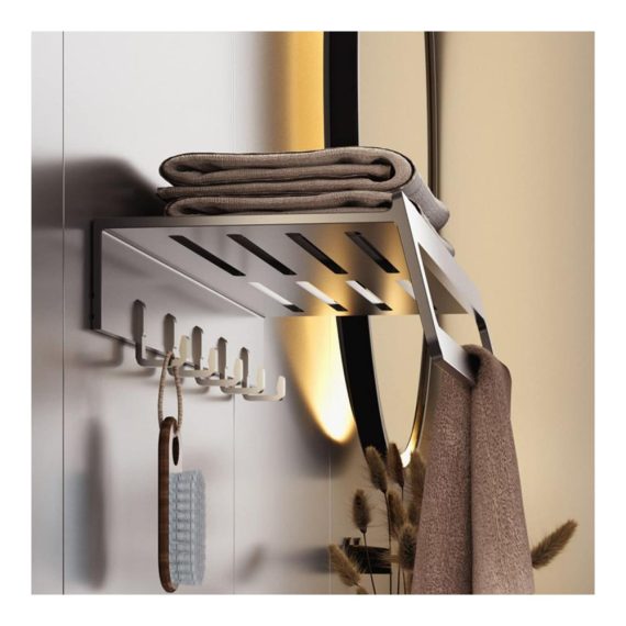 Aluminium Badezimmerregal 60cm – Wandmontiertes Schweberegal mit Handtuchhalter und Haken für Bad Schlafzimmer Wohnzimmer Küche & Büro
