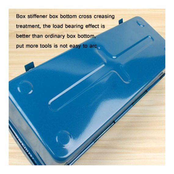 Metall-Werkzeugkoffer - Abschließbare Werkzeugbox (Blau) 365×160×110mm Tragegriff - Leer zur optimalen Aufbewahrung von Werkzeugen