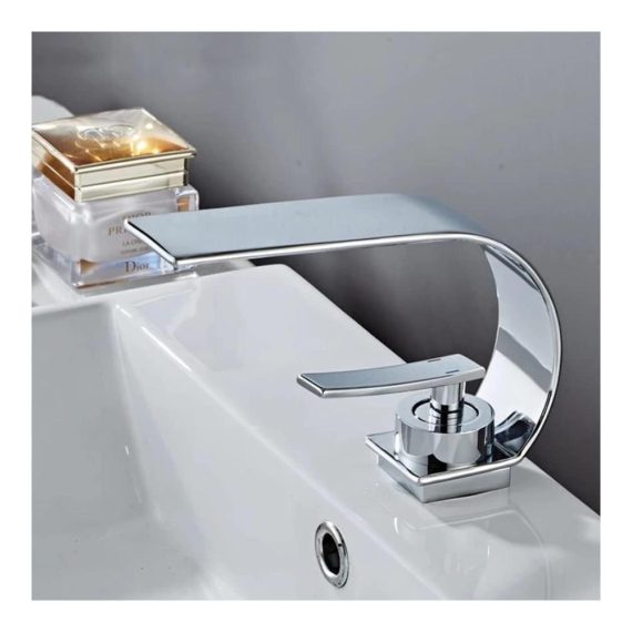 Badezimmer Einhebelmischer aus Messing mit Chrom-Finish - Kalt- und Warmwasser Waschtischarmatur inklusive Keramikventil