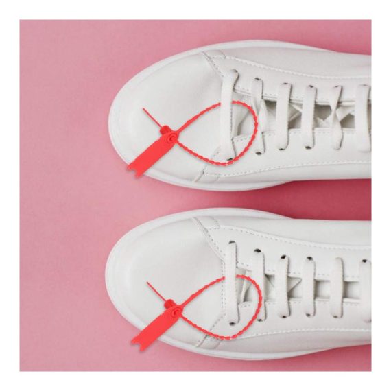 100 Stück Rote Einweg-Kabelbinder mit Selbstsicherung | Kabelmanagement-Tags für Diebstahlschutz Koffer Schuhe & Taschen