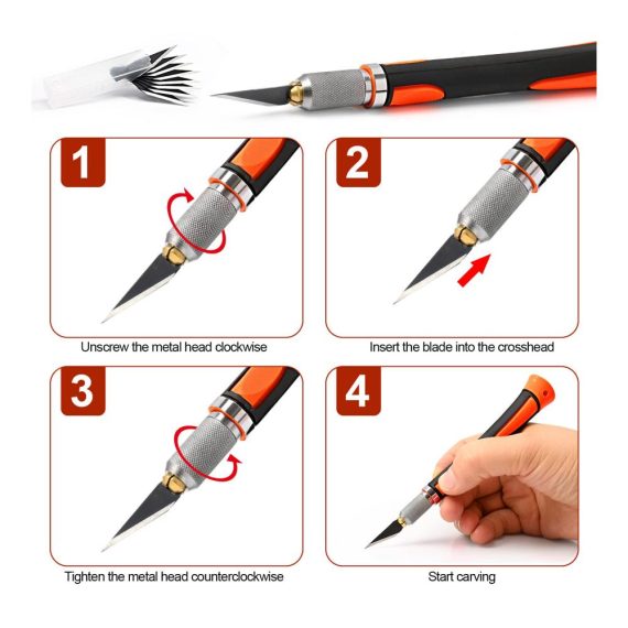 Cutter & Universalmesser Bastelmesser Set - Präzises Carving Craft Messer inkl. 10 Ersatzklingen Rostschutz-Ölfilm Softgriff - Ideal für Skulpturen Basteln & mehr