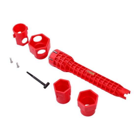 Multifunktionaler Sanitärwerkzeug-Set Rohrzangen & Wasserhahn-Installer | Klempner-Schlüssel für Spülbeckeninstallation | Badezimmerrohrabzieher (Rot 10x10x1.97 Zoll