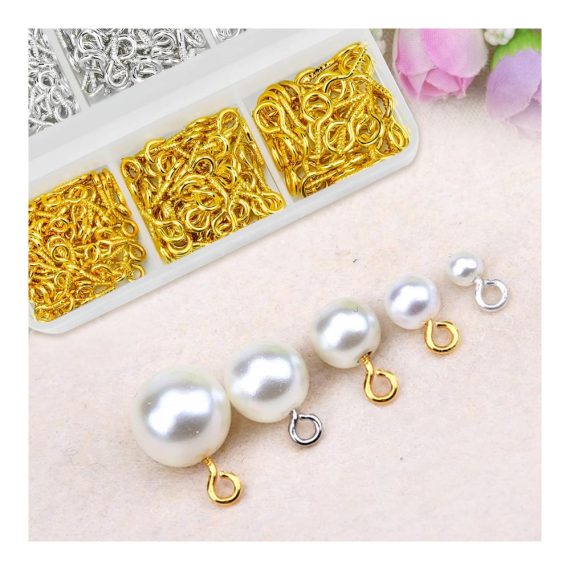 Augenbolzen Set 400 Stück - Schraubösen Ösenschrauben Ringschrauben für DIY Kunst Handwerk Schmuckherstellung - Kleine Augennadeln aus Metall in Silber und Gold
