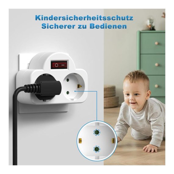 2-in-1 Mehrfachstecker mit Schalter für Büro und Zuhause - Weiß