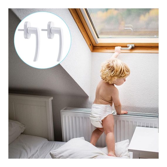Aluminium Fenstergriff-Set in Weiß für sichere Fenster - 2 Stück