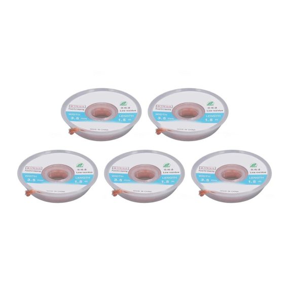 Elektronisches Lötzinn-Set Hochwertiges Lötdochtgeflecht aus Kupfer - 5 Stück 15m Länge 35mm Breite - Ideal zum präzisen Löten und Entlöten
