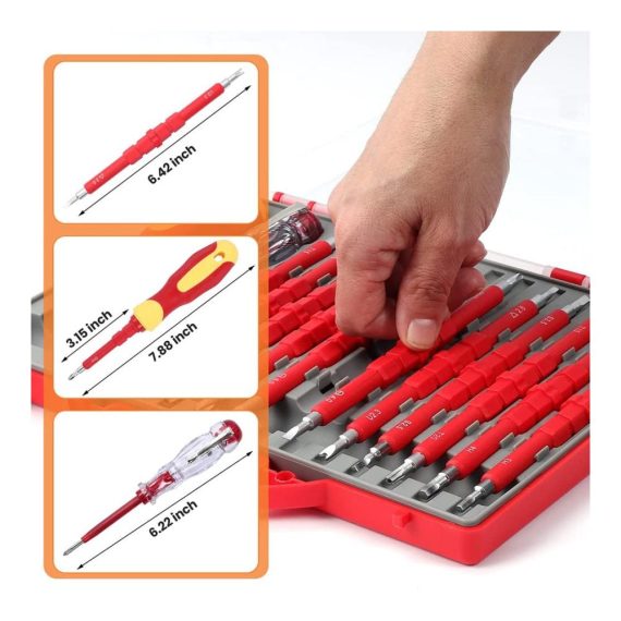26-teiliges Elektriker-Schraubendreher-Set – Isoliertes 1000-V-Profiset inklusive Koffer