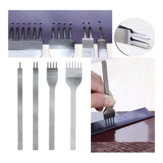 Lederverarbeitungs-Set Profi Locher Punch Werkzeug mit Edelstahl Meißel für präzise 4mm Schnürung - Ideal für DIY Lederprojekte