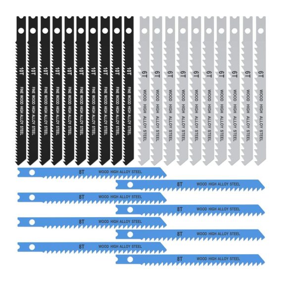 Stichsägeblätter Set 25-teilig Hochleistungs-Sägeblätter 6T 8T 10T aus Hartstahl U-Schaft für schnelles Schneiden von Holz Metall und Kunststoff - Ideales Holzbearbeitungswerkzeug