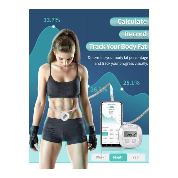 Bluetooth Smart Körpermaßband für präzise Fitnessmessungen - Maßband für Körperfett Bizeps Brust Hüfte Waden Oberschenkel und Nacken
