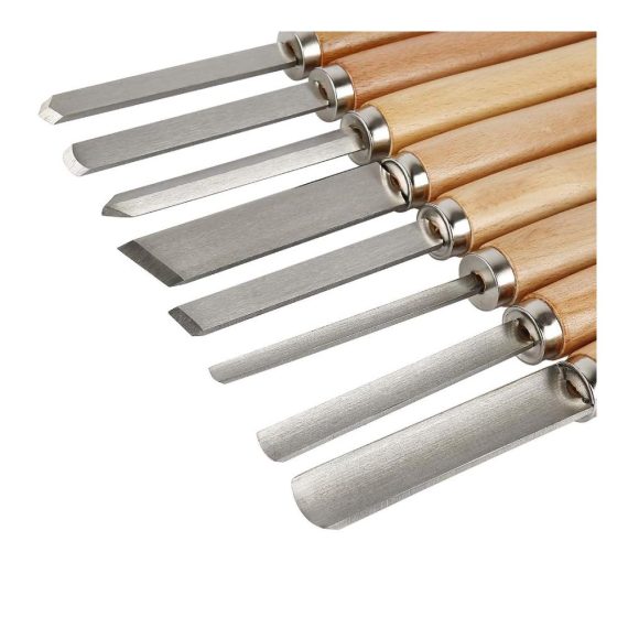 8-teiliges Schnitzwerkzeug-Set 36 cm - Profi-Drechselmesser-Kit aus HSS mit Holzgriff