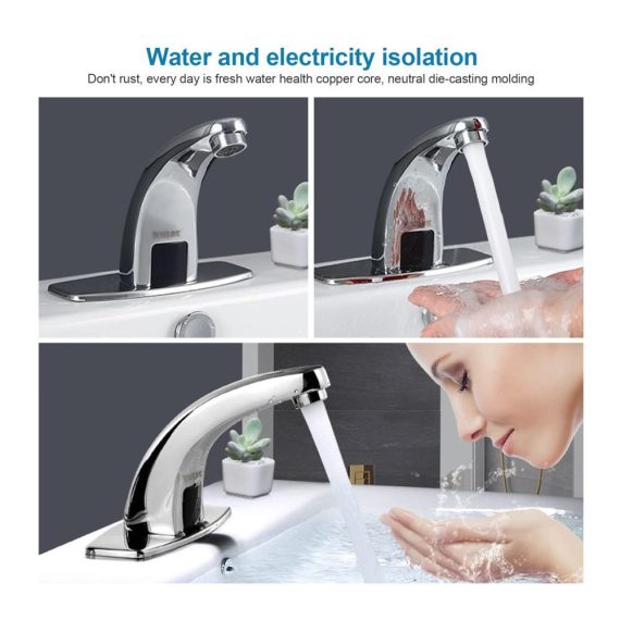 Infrarot Sensor Wasserhahn – Berührungslose Automatikarmatur für Küche Bad und Toilette mit Messingsockel (Einzelkalt