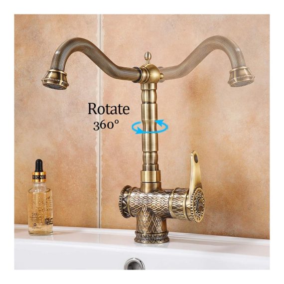 Antik-Bronze Küchenarmatur mit 360° Drehung | Einhebel-Heiß- und Kalt-Wasserhahn für Küchenspüle | Bidet-Armaturen inklusive | Hochwertige Küchenarmatur Fast
