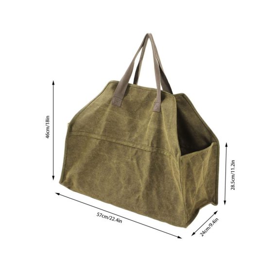 Brennholz Tragetasche aus Canvas - Praktischer Holzkorb für Outdoor Camping & Kaminholzofen - Kratzfeste Aufbewahrungstasche mit Halter für Holz Zubehör