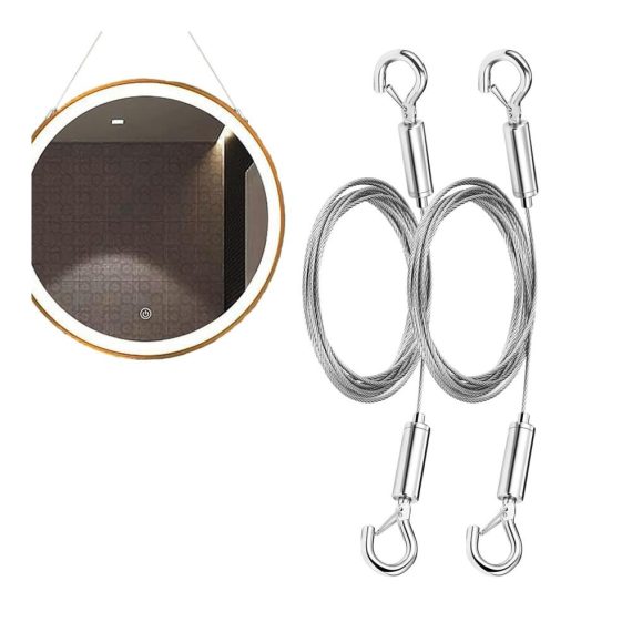 Bildaufhängung 2m Edelstahl Drahtseil mit 15 mm Durchmesser - Heavy Duty Bildaufhänger für Wohnzimmer Schlafzimmer Badezimmer Restaurant Arbeitszimmer - Home Decor Haken für Bilder - Ausstellungshalle Galerie Zubehör
