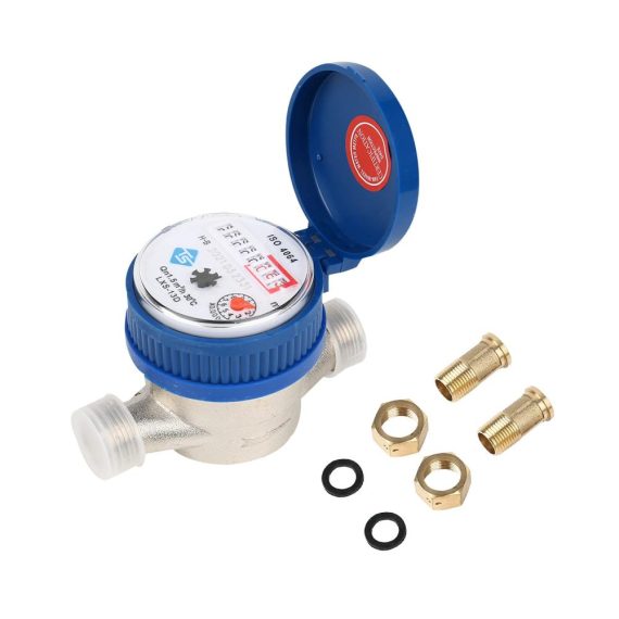 Feuchtigkeitsmessgeräte Kalt Wasserzähler 15mm - Garten & Haushalt Zapfhahnzähler mit Armaturen und Schutzabdeckung - Mindestablesung 0.0001 für präzise Wasserüberwachung im Familienbereich