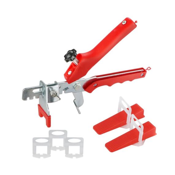 Fliesen Nivelliersystem Kit mit 2mm Zuglaschen 100 Fliesenkeilen Fliesenzange – Professionelles Fliesenverlegehilfe Set für präzise Fliesenarbeiten (Fliesenhöhe 6-15mm