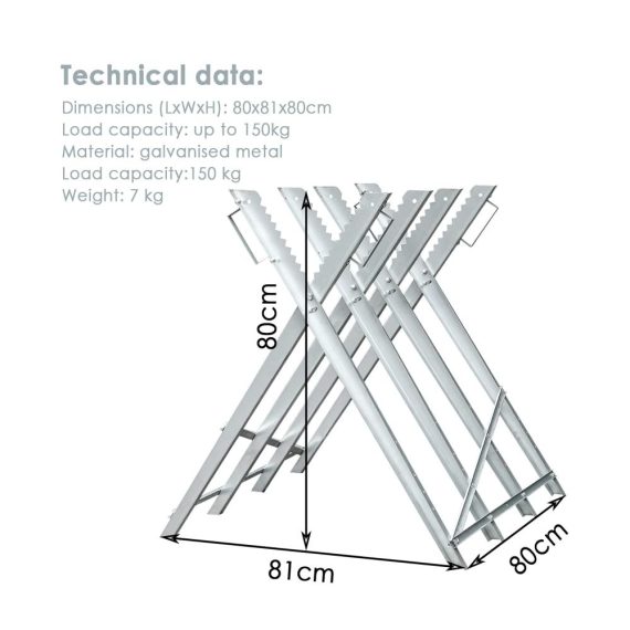 Metall-Sägebock Jiubiaz Robuster Holzsägebock mit 150kg Belastbarkeit Sägegestell für Kettensägen 81x80x80cm Holzbock