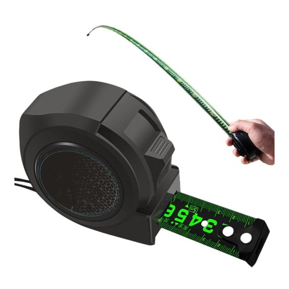 Fluoreszierendes Stahlmaßband 5/10m - Edelstahl Teleskopbandmaß mit Feststeller Schlagfestem Gehäuse und Gürtelclip - Präzises Metermaß für professionelle Anwendungen