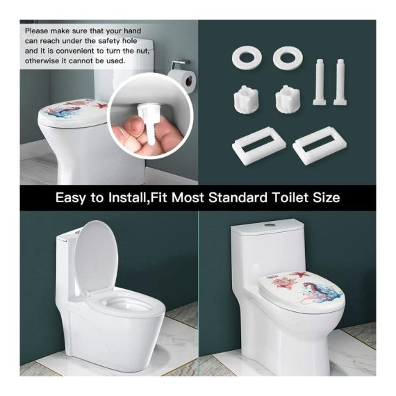 Meeresbewohner WC-Sitz mit Absenkautomatik aus pflegeleichtem Thermoplast - Komfortabler Toilettensitz mit stilvollem Klodeckel für Ihr Badezimmer