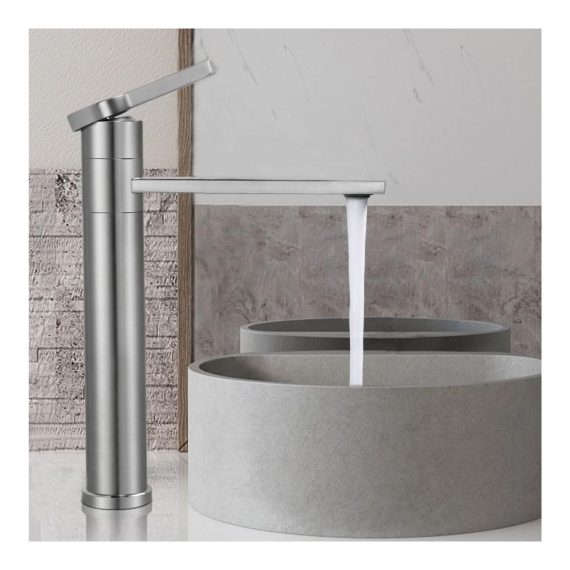 Badarmatur mit 360° Drehung | Einhebelmischer für Waschtisch und Badewanne | Gebürsteter Wasserhahn mit hochwertiger Mischbatterie | Moderne Armatur für Waschtisch und Wanne (Modell 1M2OK-T