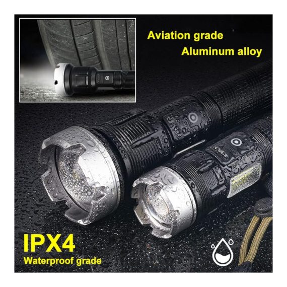 10000 Lumen VASTFIRE LED Taschenlampe mit einstellbarem Fokus und USB-Wiederaufladung - Ideal für Camping Jagd und Rettungseinsätze in der Natur