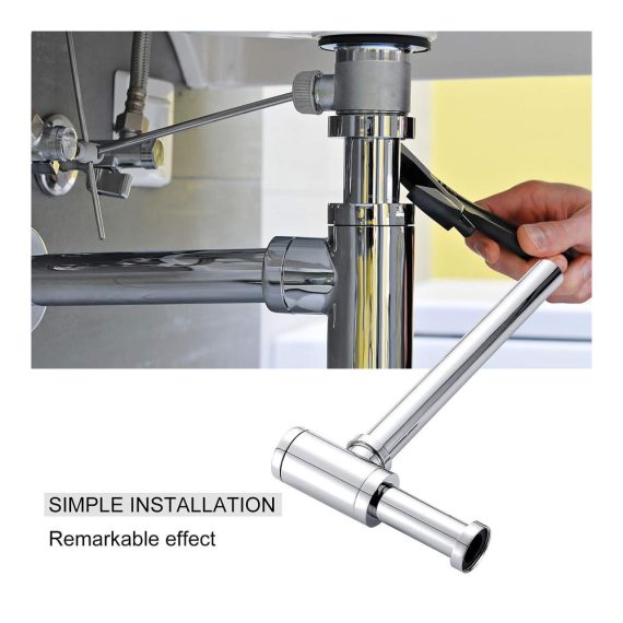 Edelstahl Siphon 1 1/4 x Ø 32 mm - Geruchsverschluss für Waschbecken - Verstellbarer Universal Röhrensiphon - Verchromter Röhrengeruchsverschluss für Waschtisch