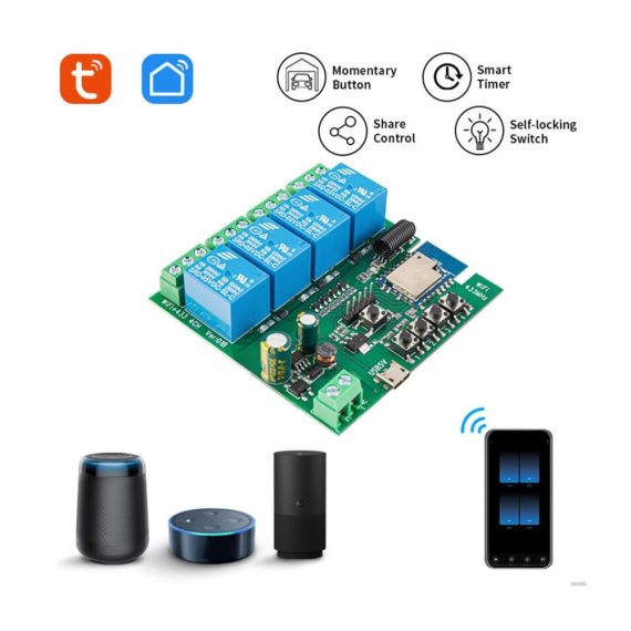 4CH Tuya WiFi Schalter - Smart & Ferngesteuerte Stecker für Hausautomation | Timer DIY Alexa & Google Home kompatibel