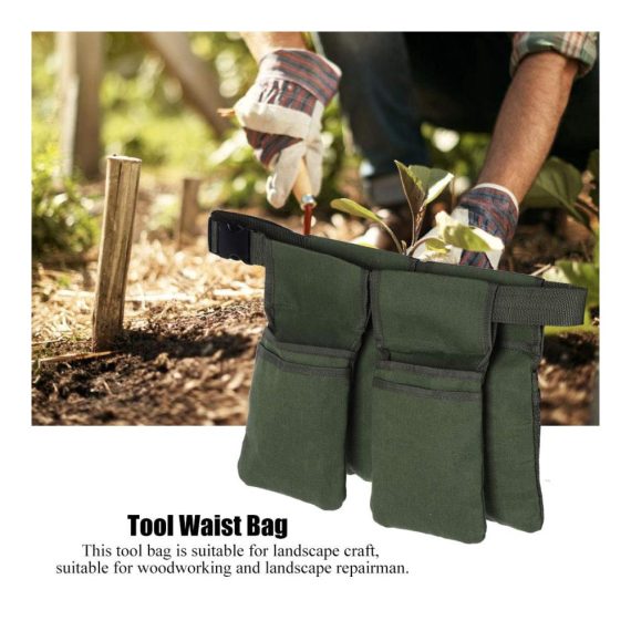 Multifunktionale 7-Taschen Werkzeugtasche aus Segeltuch für Holzbearbeitung und Landschaftsbau - Wasserdichte Hüftgurt-Tasche