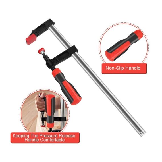 4er Set Holzbearbeitungs-Schraubzwingen 300mm - F Clamps für DIY Carpentry robuste Bastler-Schraubzwingen mit Holzbearbeitungsstange ideales Zwingen Set für präzise Holzarbeiten