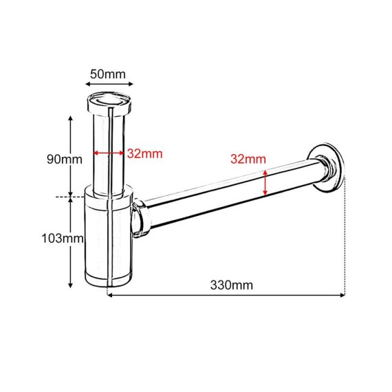 Edelstahl Siphon 1 1/4 x Ø 32 mm - Geruchsverschluss für Waschbecken - Verstellbarer Universal Röhrensiphon - Verchromter Röhrengeruchsverschluss für Waschtisch