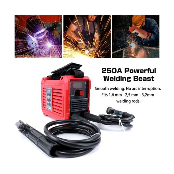 Ultraleichtes 250A MMA Lichtbogenschweißgerät - Tragbares Mini Elektroden Schweißgerät mit IGBT-Technologie nur 165 kg Gewicht Rot