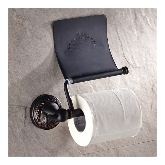 Antiker Schwarz-Öl-Rubbed-Bronze Klopapierhalter mit Deckel für die Wandmontage – Retro Toilettenpapierhalter im Vintage-Stil