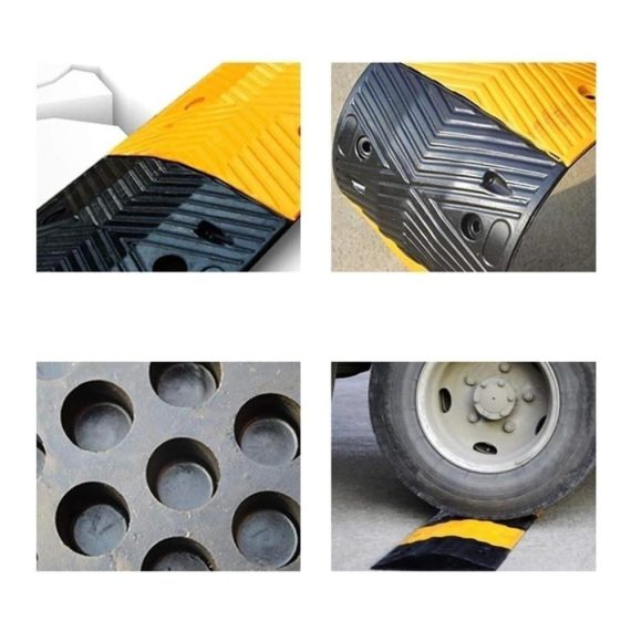Gummi-Geschwindigkeitsschwelle für Verkehr | 1-Kanal-Garagen-Geschwindigkeitsrampe | Robuste Schutzkabel-Drahtschnur-Rampe | Bodenabdeckung für Asphalt Beton und Kies-Auffahrt | Größe 100x35x7cm