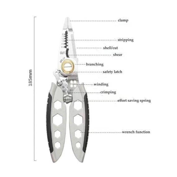 7-Inch Electric Wire Stripper - Multi-Purpose Electrical Tool for Precise Stripping - 1PC Wire Stripping Pliers for Efficient Cable Preparation