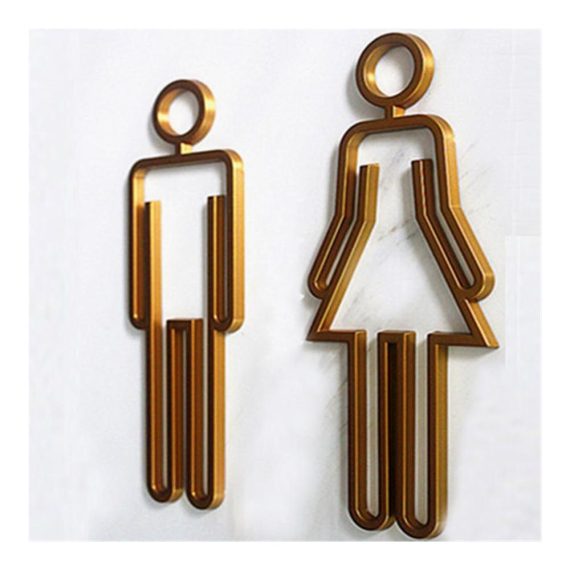 Acryl WC Türschild - Elegantes Toilettenschild für Hotel Büro Zuhause Restaurant - Goldene Badezimmerbeschilderung