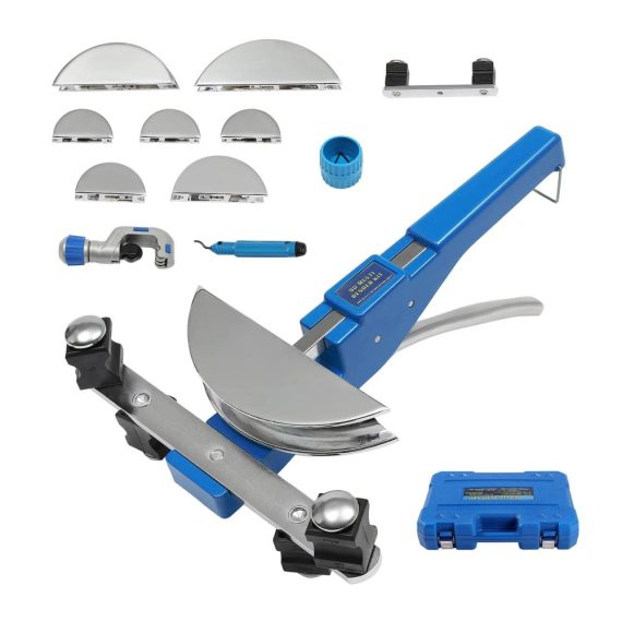 7-teiliges Rohrbiege-Set Manuelle Rohrbiegemaschine für Kupferrohre - Rohrschneider Entgrater - CT-999F (Blau