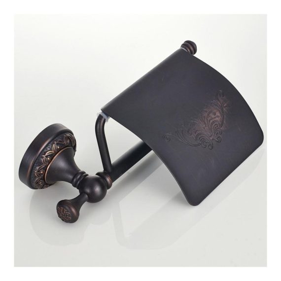 Antiker Schwarz-Öl-Rubbed-Bronze Klopapierhalter mit Deckel für die Wandmontage – Retro Toilettenpapierhalter im Vintage-Stil