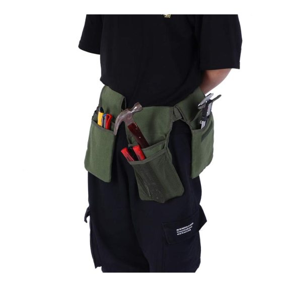 Multifunktionale 7-Taschen Werkzeugtasche aus Segeltuch für Holzbearbeitung und Landschaftsbau - Wasserdichte Hüftgurt-Tasche