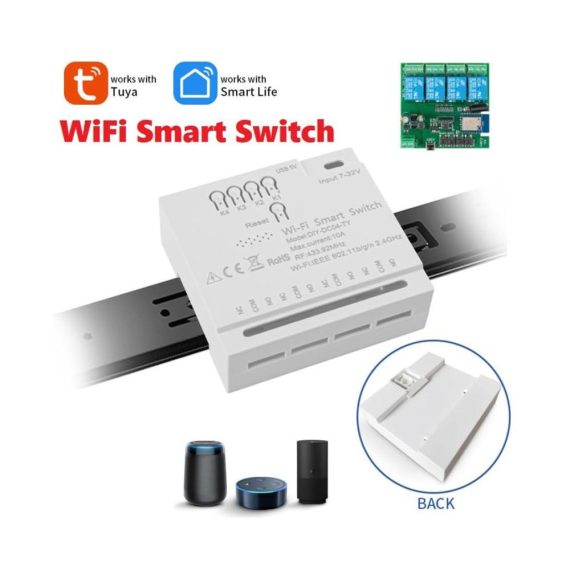 4CH Tuya WiFi Schalter - Smart & Ferngesteuerte Stecker für Hausautomation | Timer DIY Alexa & Google Home kompatibel
