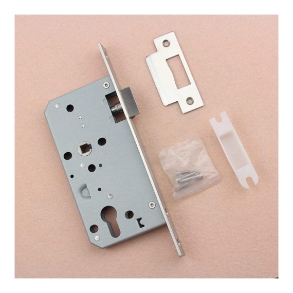 Einsteckschlösser aus Edelstahl mit Silent-Funktion Einzel-Schrägzunge Notausgang und Türgriff – Hochwertiges Bathroom Mortice Lock (Größe 72mm Farbe A_60MM